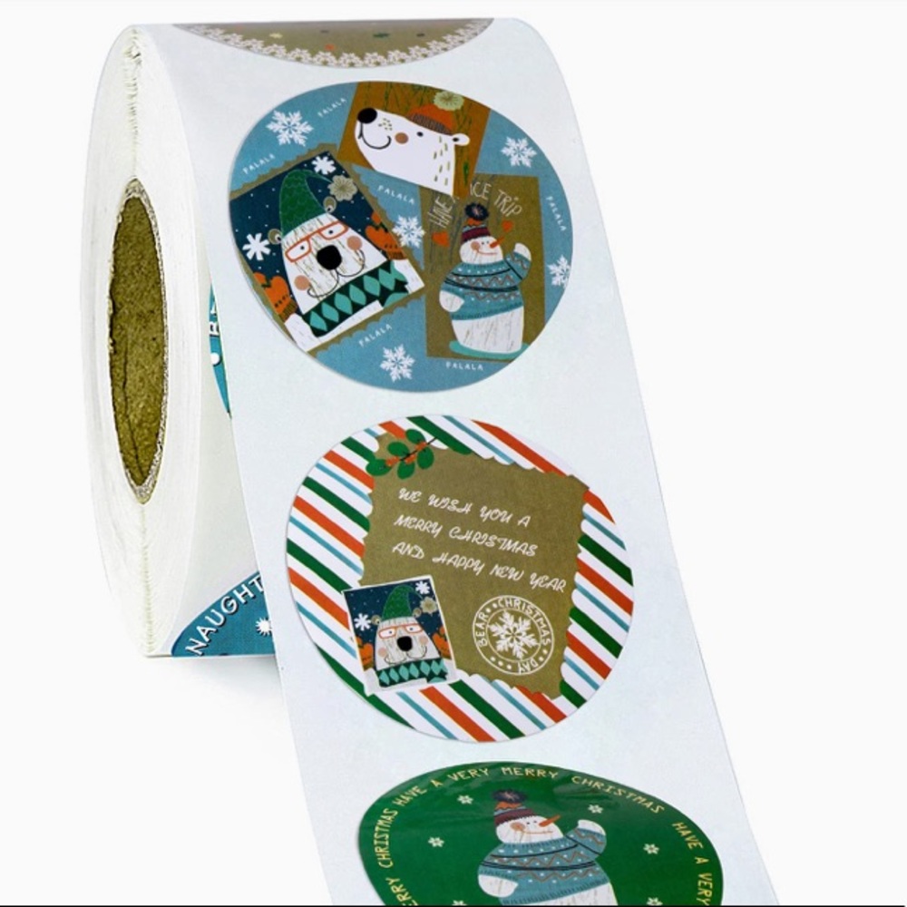 Christmas Stickers 2x2 Circle 504 Pieces Great for Crafts Gift Snowman